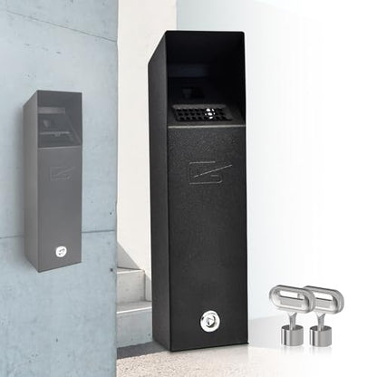 Wall Mounted Trash Can Outdoor Commercial Receptacles Container Disposal Outdoor Vertical Trash Can for Patios Gardens Hotels Pubs Offices(Black)
