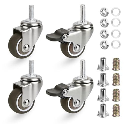 1.5 Inch Threaded Stem Caster Wheels, Metric M8x20MM Swivel Screw Set of 4 - style: 1.5 Inch