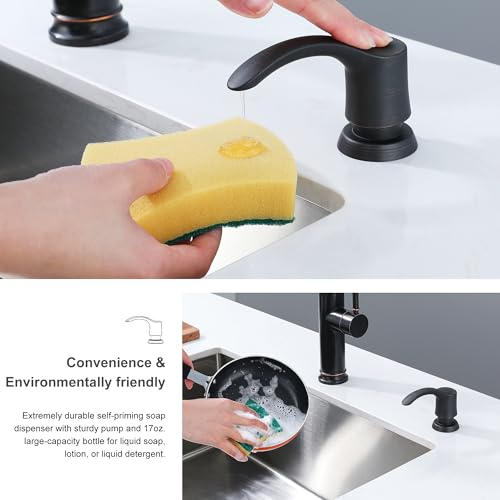 GAGALIFE Kitchen Sink Soap Dispenser with 17 Ounce Large Bottle, G080ORB - color: Oil-rubbed Bronze, size: with Bottle