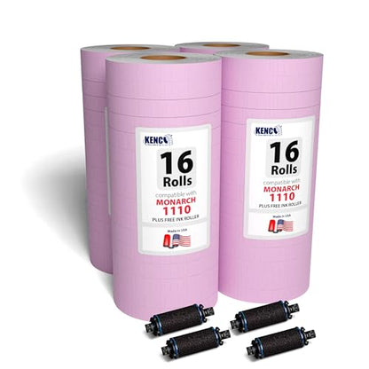 Labels by Kenco to Fit Monarch 1110 Price Gun – Made in The USA -Ink Rollers Included, Choose Your Color and Quantity (Lavender, 4 Sleeves 68,000 Labels) - color: Lavender, size: 4 Sleeves 68,000 Labels