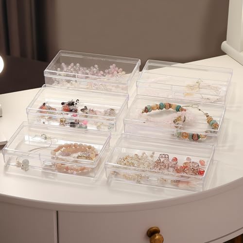 Goodma 8 Pieces Rectangular Clear Plastic Organizer Box, 135 x 80 x 30 mm - size: 135 x 80 x 30 mm