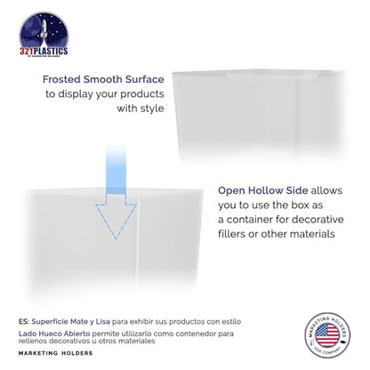Marketing Holders 3 Piece Acrylic Display Boxes Retail Frosted Product Riser 2", 4", 6" High Cake Display Boxes Nesting Bins No Lid One Open Side Merchandise Storage Box - size: 3 Piece Set Frosted