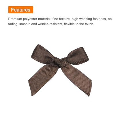 MECCANIXITY 50Pcs Mini Ribbon Bow 1.8 inch Mini Fabric Satin Ribbon Flower Bows for Craft DIY Sewing Wedding Birthday Party Dark Coffee - color: Dark Coffee, size: 1.8 Inch