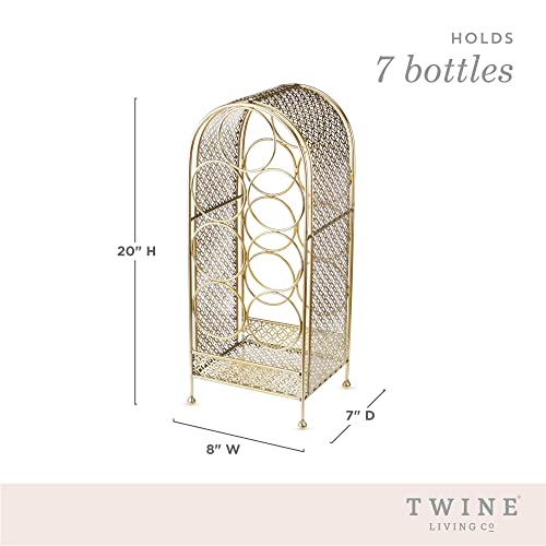 Twine Trellis Wine Rack, Holds 7 Bottles, Gold Countertop Wine Storage, Cast Iron - style: Trellis Wine Rack - 7 Bottle