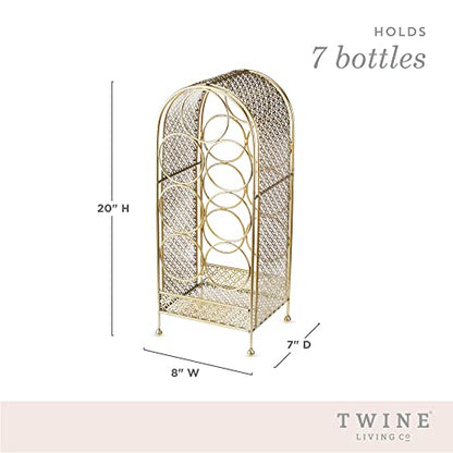 Twine Trellis Wine Rack, Holds 7 Bottles, Gold Countertop Wine Storage, Cast Iron - style: Trellis Wine Rack - 7 Bottle