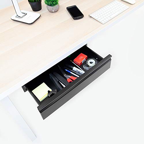 Mount-It! Under Desk Pull-Out Drawer, Steel, 20.2 x 12.2 in, 11 lb Capacity - size: Short