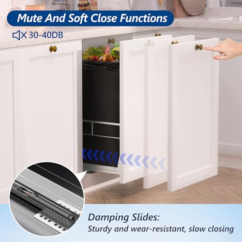 Insputer Pull Out Trash Can Cabinet with Soft-Close Slides - size: Single