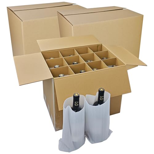 3 Sets Moving Boxes Packing Boxes Divider Kits,16 x 12 x 13 Inch Glassware Dish Packing Box Kitchen Moving Box Corrugate Dividers with 36 Pcs Foam Pouches,1 Pcs Tape Rolls with Dispenser - size: 16x12x13In-Wine Packaging
