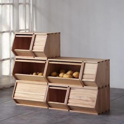 Stackable Solid Wood Storage Chests, Modular Bins with Lids, 15.5"W - size: 15.25"D x 15.5"W x 12.25"H