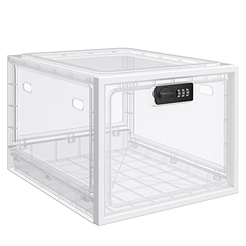 BUG HULL Large Capacity Medication Lock Box, Fridge Lock Box for Medicine Safe, Locking Medicine Box with Code for Snack, Food and Home Safety - color: White