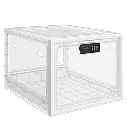 BUG HULL Large Capacity Medication Lock Box, Fridge Lock Box for Medicine Safe, Locking Medicine Box with Code for Snack, Food and Home Safety - color: White