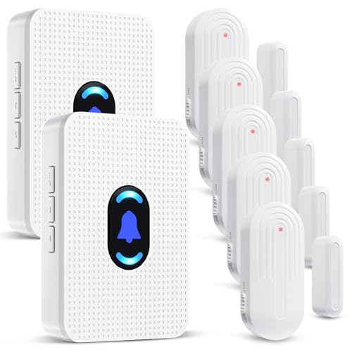 Door Chime, Daytech Wireless Door Sensor Chime 800ft Range Door Entry Chime with 20 Chimes 5 Adjustable Volume Mute Mode LED Indicator Door Open Chime for Business/Home When Entering, Door Open Alert - color: 5 Sensors + 2 Receivers