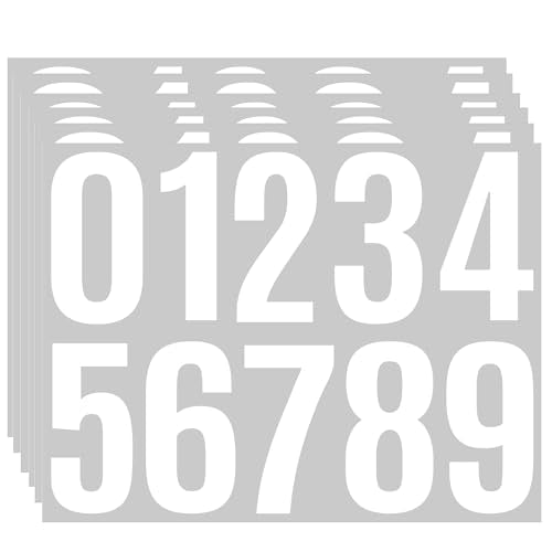 4 Inch Vinyl Number Stickers 0-9, Waterproof Self-Adhesive Address Numbers Decals, 6 Sheets Peel and Stick Mailbox Stickers for House Door Trash Can Outdoor Signs(white) - color: White