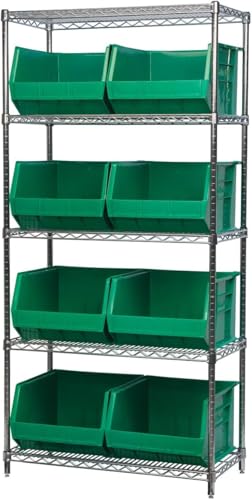 Akro-Mils 30270 AkroBins Plastic Storage Bins, 18"x16"x11", Green, 3-Pack - color: Green