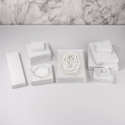 TheDisplayGuys 25 Cardboard Gift Jewelry Boxes w/Paddings #53-5.4x3.9x1 - color: White Matte