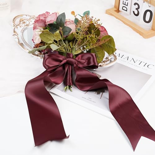 Burgundy Double-Faced Satin Ribbon, 3 Inch x 10 Yards - color: Burgundy