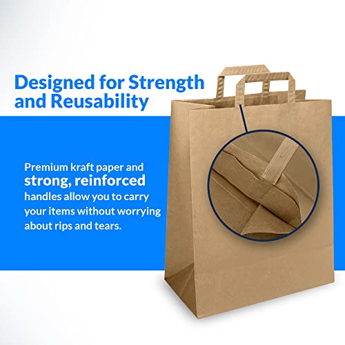 Reli. Paper Grocery Bags with Handles | 55 Pcs Bulk | 12"x7"x17"