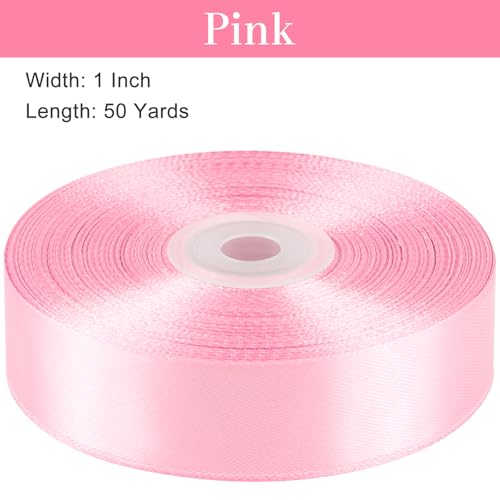 Pink Satin Ribbon, 1 Inch, 50 Yards - color: pink
