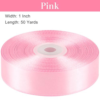 Pink Satin Ribbon, 1 Inch, 50 Yards - color: pink