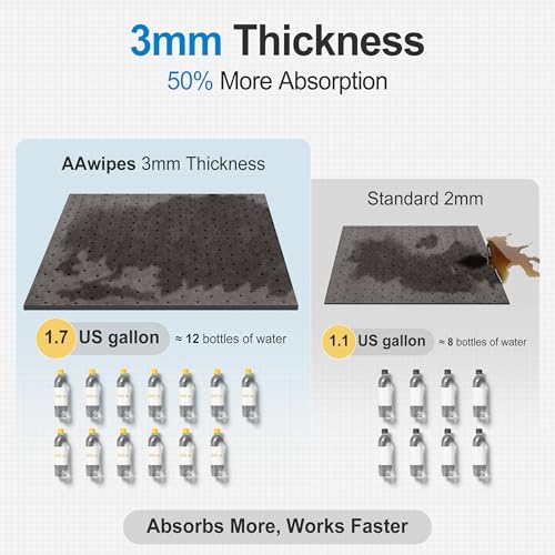 AAwipes Oil Absorbent Pads Mat 15" X 18" 6 Packs Pre-Grade Universal Pads Absorbs All Liquids 3MM Thicker More Absorption for Garage, Car, Truck, Motorcycle - Grey OG1518-6S - size: 15"X18" 6PCS Grey