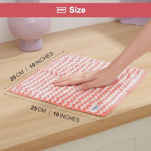 JOYMOOP 18 Pack Microfiber Cleaning Cloth, Kitchen Towels for Dish Drying Washing, Absorbent Streak Free Lint Free Rags for Cleaning, Reusable and Washable Towels - 10" x 10" - color: Mixed [Pink+blue+green]