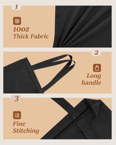 Lzerking 50 Pack Black Canvas Tote Bags for DIY Projects (13x15 Inches) - color: Black