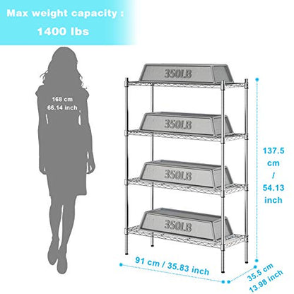 Auslar 4-Tier Heavy Duty Wire Shelving, Adjustable Storage Rack, Chrome - size: 4 Tier