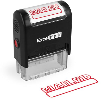 ExcelMark MAILED Self Inking Rubber Stamp - Red Ink - color: Mailed
