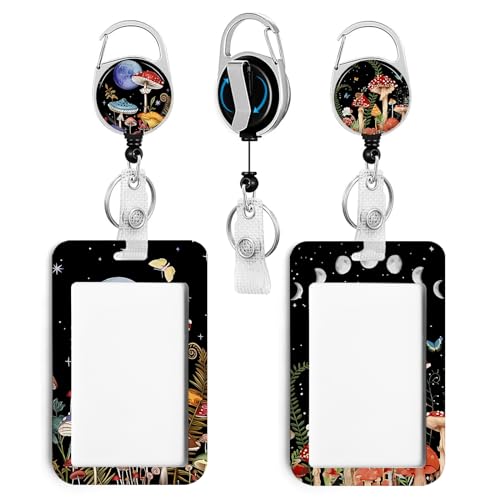 2 Pack Mushroom ID Badge Holder with Clip Badge Reels - color: 2 Pack-mushroom