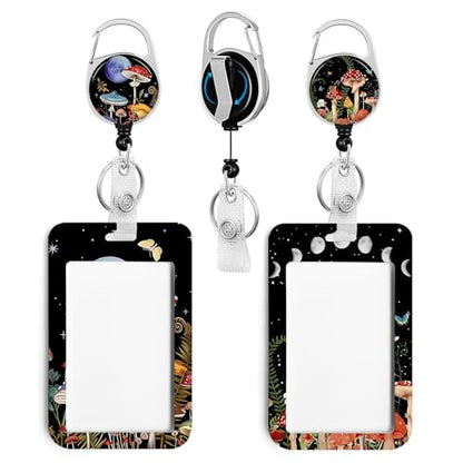 2 Pack Mushroom ID Badge Holder with Clip Badge Reels - color: 2 Pack-mushroom