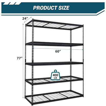 60'' X 24'' x 77'' Inch Garage Heavy-Duty Metal Shelving Unit, 3000 Lbs Adjustable Storage Metals Shelve, Industrial Metal Rack for Garage, Basement, Warehouse, Workshop - size: 60 x 24 x 78 inches
