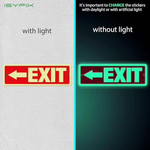 iSYFIX Exit Signs with Left Arrow, 12x4 Inch, 2 Pack - color: Metal Left Glow, size: 2 Pk 12x4
