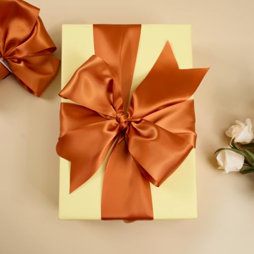 Orange Double-Faced Satin Ribbon, 3 Inch x 10 Yards - color: Terracotta