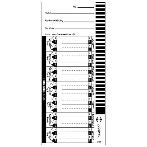 Lathem TruAlign Weekly Time Cards for 1600E Time Clock, 100 Pack (E16-100) - size: Size: Pack of 100 weekly time cards