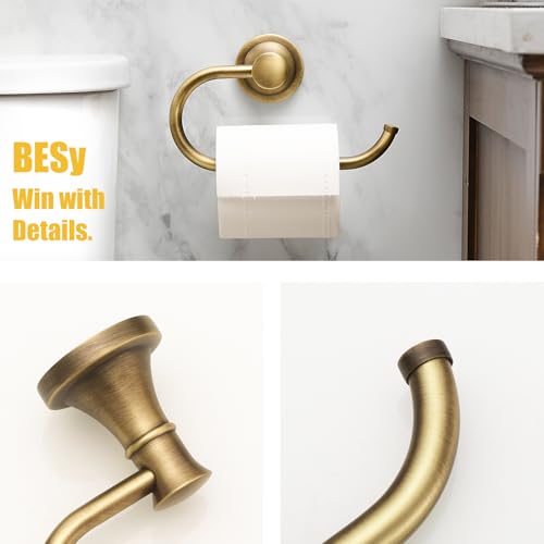 BESy Toilet Paper Holder Wall Mounted Bathroom Tissue Holder Antique Brass - color: Antique Brass