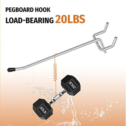 HUHOLE 100 Pack 2 Inch Silver Pegboard Hooks for 1/8 and 1/4 Boards