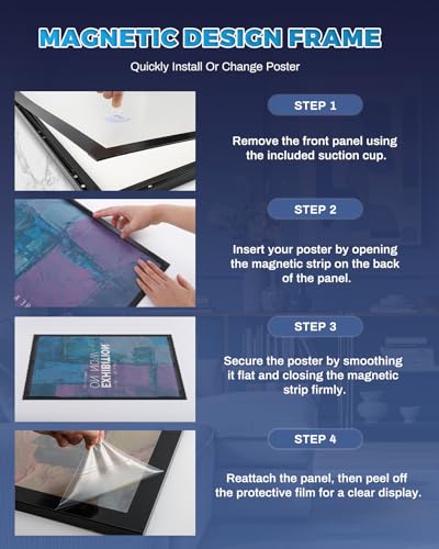 24x36 LED Poster Frame, Magnetic Backlit Light Box with Dimmer - size: 24" x 36"