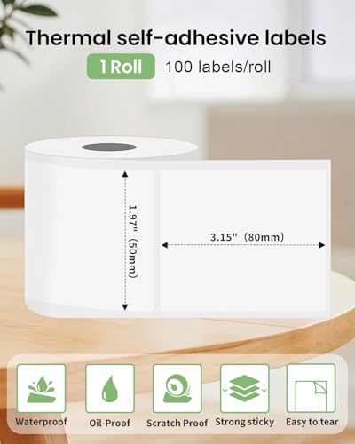 Phomemo Frosted Thermal Labels, 1.97"x3.15", for M110/M100/M220, 90 PCS - color: Frosted Clear, size: 1.97"x3.15"