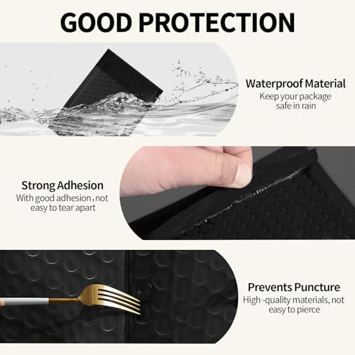 4×8" Inch Bubble Mailers 100 Pack Small Bubble Mailers Waterproof Padded Envelopes Self Seal Adhesive Shipping Bags for Mailing Cards Jewelry Makeup and Small Business Packaging - color: black, size: 4*7 100pc