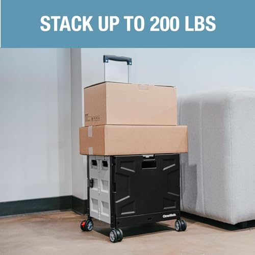 Wheeled Trolley Crate - 55L (4 Wheels) - Black/Cream [Cool Gray 1C] (1PK) - size: 55L - 4 Wheels
