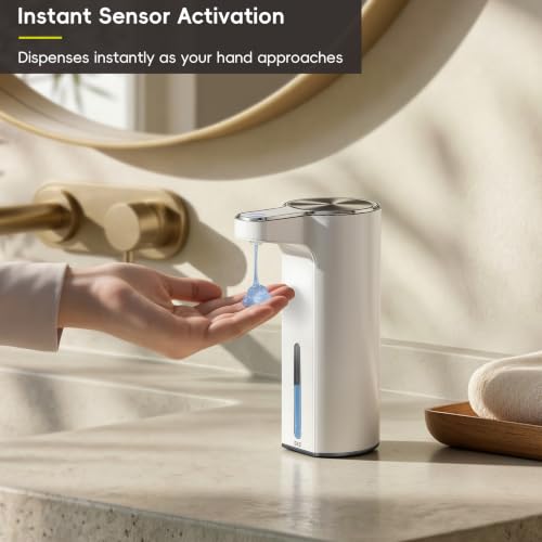 EKO Aroma Touchless Automatic Soap Dispenser for Bathroom and Kitchen, Liquid Hand Soap Dispenser, Rechargeable, 9 fl oz (White) - color: White, size: 9 oz