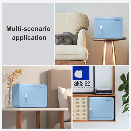 Marcree Mini Safe Box, 0.23 Cub Home Safes for Kids, Blue Small Safe - color: 0.23 cuft-BLUE
