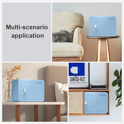 Marcree Mini Safe Box, 0.23 Cub Home Safes for Kids, Blue Small Safe - color: 0.23 cuft-BLUE