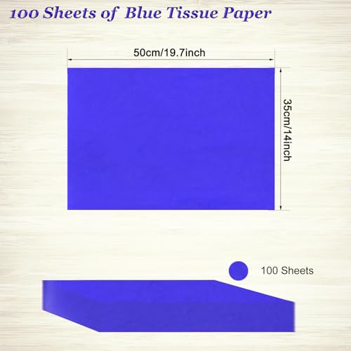 100 Sheets Blue Tissue Paper Artdly 14 x 20 Inches Blue Wrapping Paper Bulk for Weddings Birthday DIY Project Christmas - color: Blue, size: 14x20 Inch (Pack of 100)