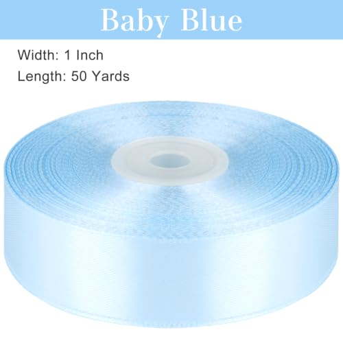 Baby Blue Satin Ribbon, 1 Inch, 50 Yards - color: Baby Blue