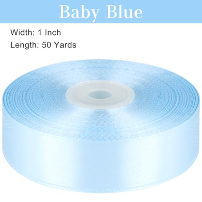 Baby Blue Satin Ribbon, 1 Inch, 50 Yards - color: Baby Blue