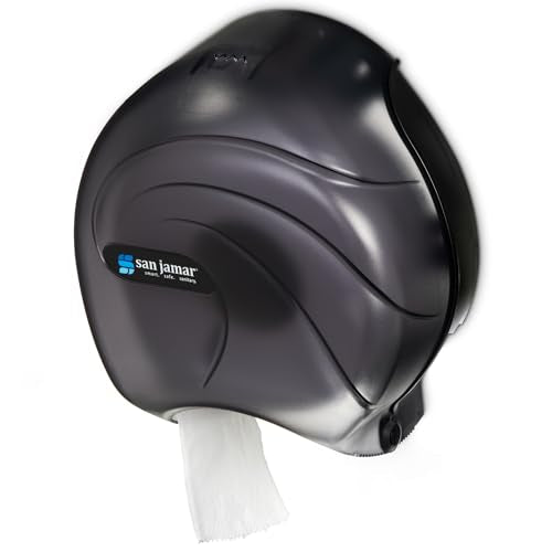 San Jamar Oceans Plastic Single Jumbo Bath Tissue Dispenser, 3.25" Core, Black Pearl