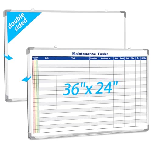 Lincia Double Sided Magnetic Maintenance Task Whiteboard 36 x 24 Inch - style: Maintenance Tasks