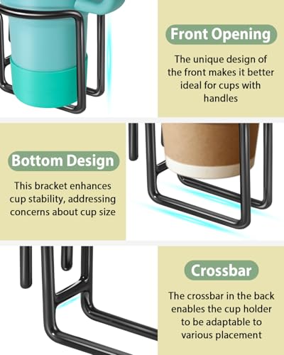 Kevenal Shopping Cart Cup Holder, Hanging Cup Holder for Shopping Carts, Black, Stainless Steel