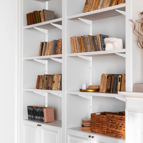 VEVOR Shelf Pilaster, 60-inch 5 Pack, Dual Track Upright Wall Shelving System, Heavy Duty Support System Twin Slot Shelf Rails, 25 Screws, Suitable for Cabinet Closet Organization Storage, Silver - style: 60-inch
